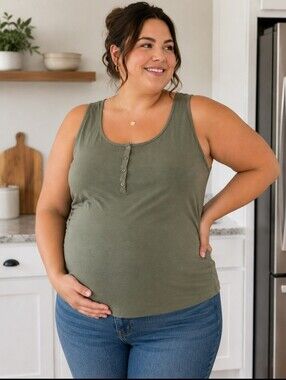 Storq Size 8 (4X) Maternity Tank Top Green Comfortable Cotton Soft